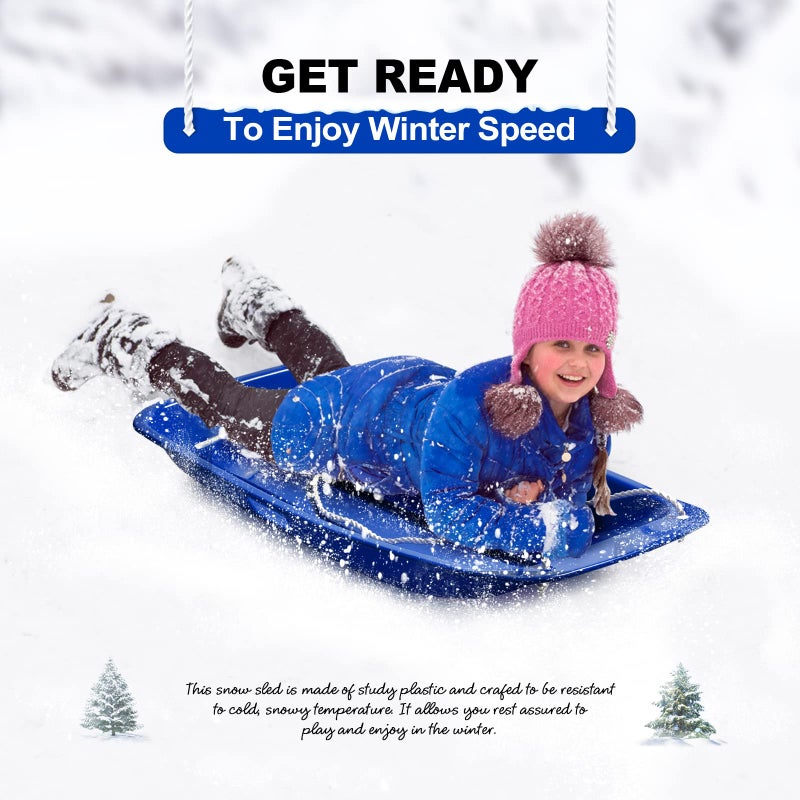 AGPTEK 35 Inch Durable Downhill Sprinter Toboggan Snow Sled for Boys Girls Adults with Built-in Handles and Pulling Rope - Image 2